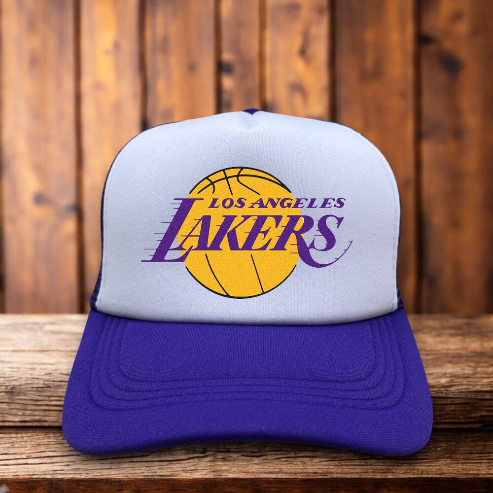 Los Angeles Lakers Unisex Trucker Hat Purple Snapback Retro Logo Basketball Cap
